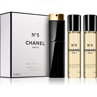 Chanel - No. 5 - EDT 20 ml (plnitelný flakon) + náplň 2 x 20 ml