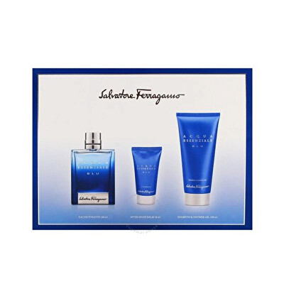 Salvatore Ferragamo - Acqua Essenziale Blu - EDT 100 ml + 2v1 sprchový gel a šampon 100 ml + balzám po holení 100 ml
