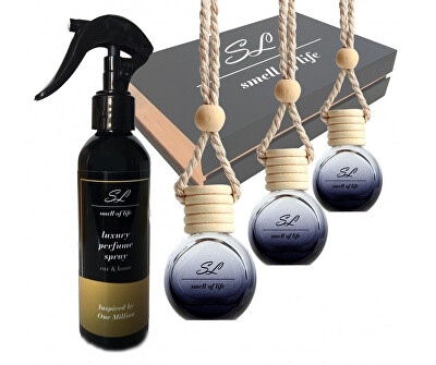 Smell of Life - Smell of Life pro muže - parfémovaný sprej One Million 200 ml + 3 x 10 ml vůně do auta (One Million, Sauvage, Bottled)