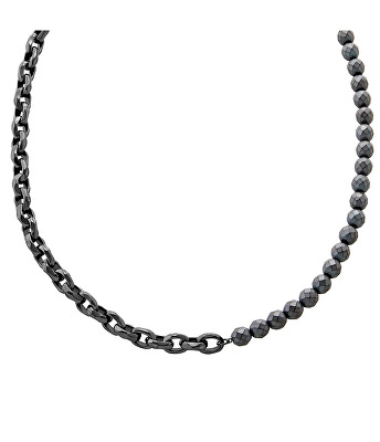 Armani Exchange - Módní pánský náhrdelník s korálky hematitu AXG0150060