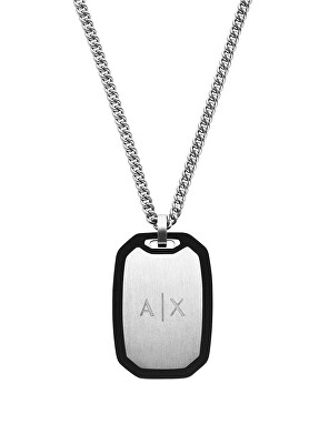 Armani Exchange - Pánský náhrdelník z oceli Psí známka AXG0169040