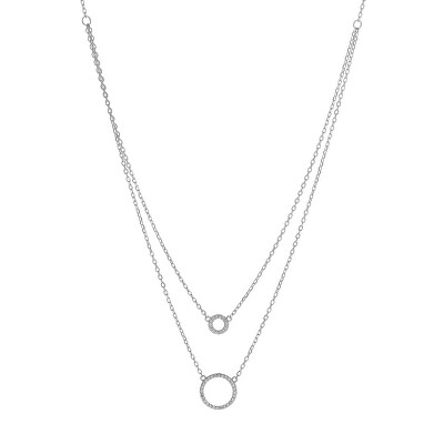 AGAIN Jewelry - Dvojitý stříbrný náhrdelník s kroužky AJNA0030