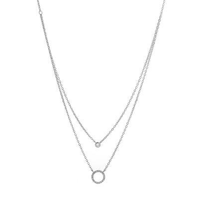 AGAIN Jewelry - Dvojitý stříbrný náhrdelník se zirkony AJNA0009