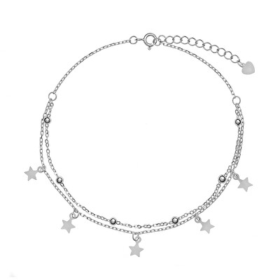 AGAIN Jewelry - Stříbrný náramek na nohu s hvězdičkami AJNH0006