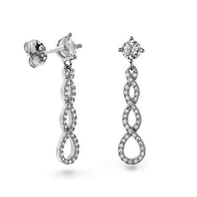 AGAIN Jewelry - Blyštivé stříbrné visací náušnice s kubickými zirkony AJNS0004