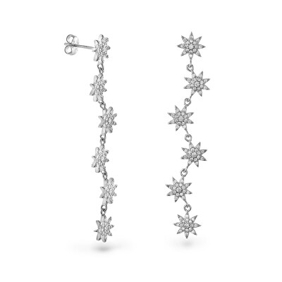 AGAIN Jewelry - Dlouhé stříbrné náušnice Hvězdy se zirkony AJNS0052