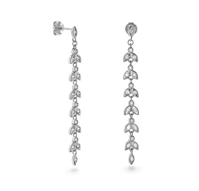 AGAIN Jewelry - Dlouhé stříbrné náušnice s kubickými zirkony AJNS0056