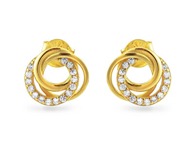 AGAIN Jewelry - Elegantní pozlacené náušnice s kubickými zirkony AJNS0069