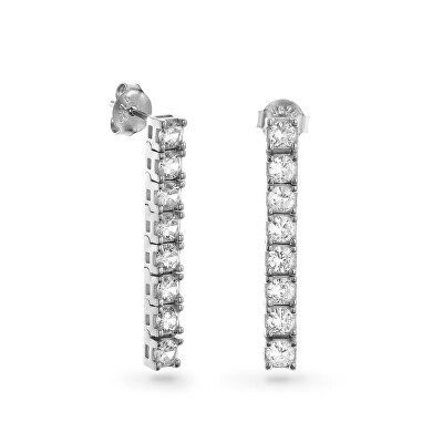 AGAIN Jewelry - Elegantní stříbrné visací náušnice se zirkony AJNS0001