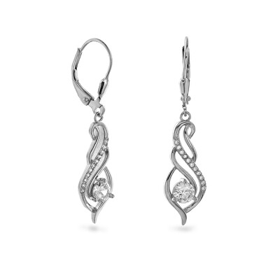 AGAIN Jewelry - Elegantní visací stříbrné náušnice s kubickými zirkony AJNS0045