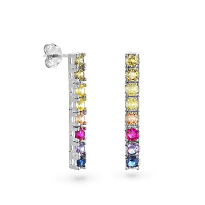 AGAIN Jewelry - Hravé visací náušnice s barevnými kubickými zirkony AJNS0041