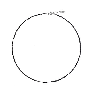 AGAIN Jewelry - Korálkový náhrdelník z černého spinelu AJKNA008