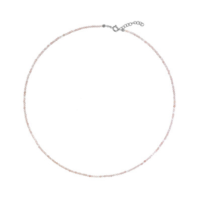 AGAIN Jewelry - Korálkový náhrdelník z růžového křišťálu AJKNA002