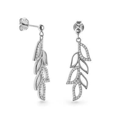 AGAIN Jewelry - Něžné stříbrné visací náušnice se zirkony AJNS0023