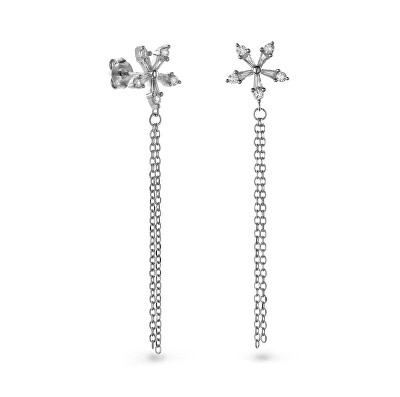 AGAIN Jewelry - Dlouhé stříbrné náušnice s kubickými zirkony AJNS0022