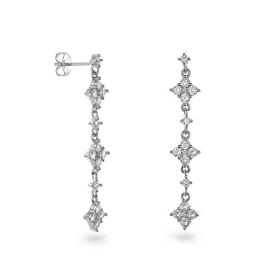 AGAIN Jewelry - Překrásné visací stříbrné náušnice s čirými zirkony AJNS0019