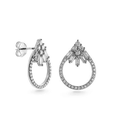 AGAIN Jewelry - Jedinečné stříbrné náušnice s kubickými zirkony AJNS0033