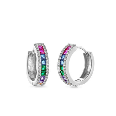 AGAIN Jewelry - Stříbrné kruhové náušnice s kubickými zirkony AJNS0046