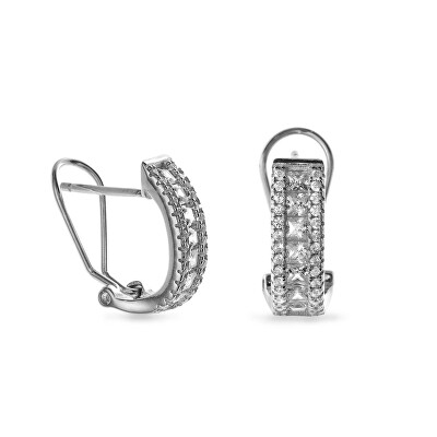 AGAIN Jewelry - Stříbrné kruhové náušnice s kubickými zirkony AJNS0002