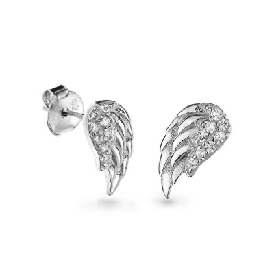 AGAIN Jewelry - Stříbrné náušnice Andělské křídlo s kubickými zirkony AJNS0007