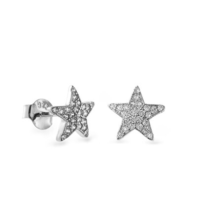 AGAIN Jewelry - Stříbrné hvězdičkové náušnice s kubickými zirkony AJNS0028