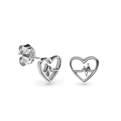 AGAIN Jewelry - Stříbrné náušnice Srdce s EKG křivkou AJNS0032