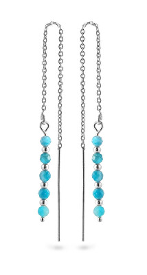 AGAIN Jewelry - Stříbrné řetízkové náušnice s apatitem AJKNS001