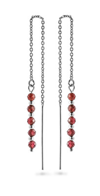 AGAIN Jewelry - Stříbrné řetízkové náušnice s granátem AJKNS005