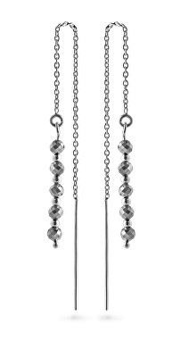 AGAIN Jewelry - Stříbrné řetízkové náušnice s hematitem AJKNS006