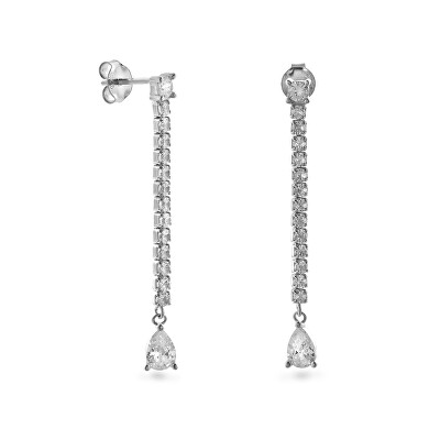 AGAIN Jewelry - Stříbrné visací náušnice s kubickými zirkony AJNS0024