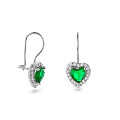 AGAIN Jewelry - Stříbrné visací náušnice Srdíčko se zirkony AJNS0048