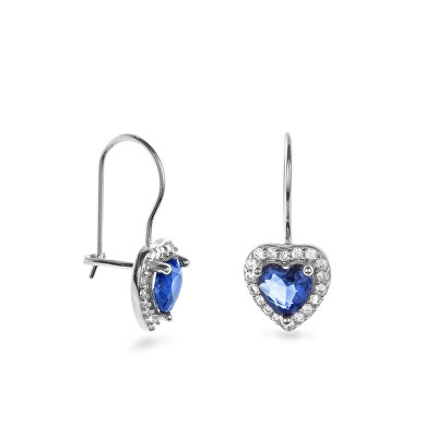 AGAIN Jewelry - Stříbrné visací náušnice Srdíčko se zirkony AJNS0049