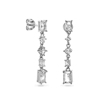 AGAIN Jewelry - Blyštivé visací stříbrné náušnice se zirkony AJNS0029