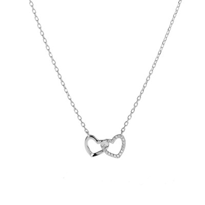 AGAIN Jewelry - Stříbrný náhrdelník Propojená srdíčka AJNA0016