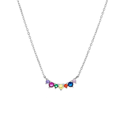 AGAIN Jewelry - Stříbrný náhrdelník s barevnými zirkony AJNA0003