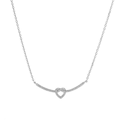 AGAIN Jewelry - Stříbrný náhrdelník se třpytivým srdíčkem AJNA0006