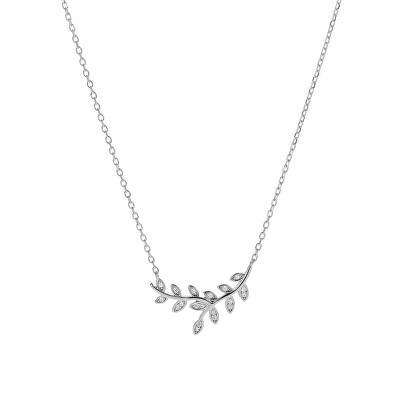 AGAIN Jewelry - Stříbrný náhrdelník se zirkony Větvička AJNA0017