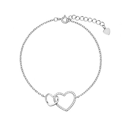 AGAIN Jewelry - Stříbrný náramek s propojenými srdíčky AJNR0016