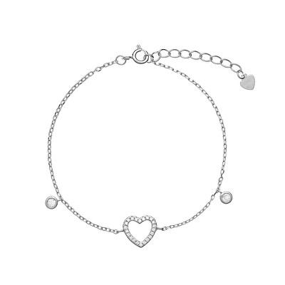 AGAIN Jewelry - Stříbrný náramek se srdíčkem a zirkony AJNR0012