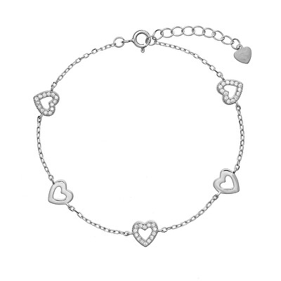 AGAIN Jewelry - Stříbrný náramek se srdíčky AJNR0005