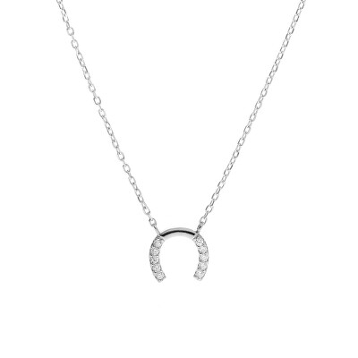 AGAIN Jewelry - Třpytivý stříbrný náhrdelník Podkova AJNA0021