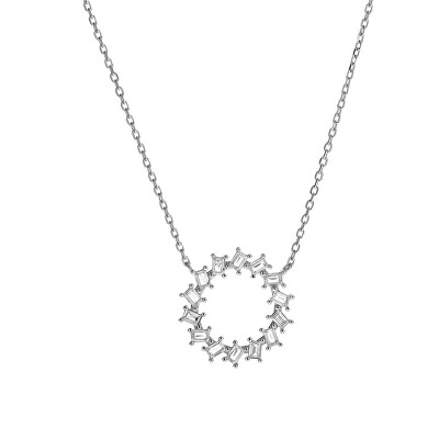 AGAIN Jewelry - Třpytivý stříbrný náhrdelník se zirkony AJNA0022