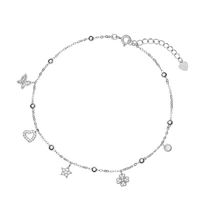 AGAIN Jewelry - Veselý stříbrný náramek na nohu s přívěsky AJNH0010