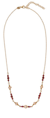 Alisia - Krásný pozlacený náhrdelník s pravými perlami a granáty AL5179.01.029