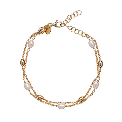Alisia - Pozlacený dvojitý náramek s pravými perlami AL4136-Oro