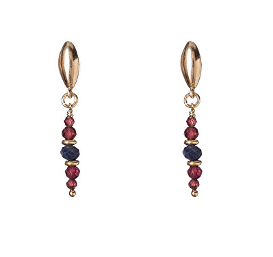 Alisia - Visací pozlacené náušnice se safírem a granáty AL5236.01.000