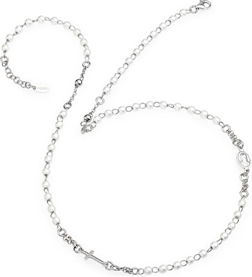 Amen - Originální stříbrný náhrdelník s perlami Rosary CROBB3