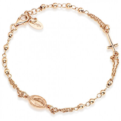 Amen - Růžově pozlacený stříbrný náramek Rosary BROR3