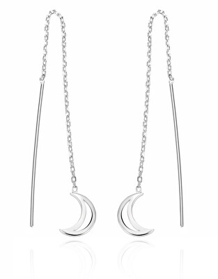 Agato - Dlouhé stříbrné náušnice s měsícem AGT-E044V