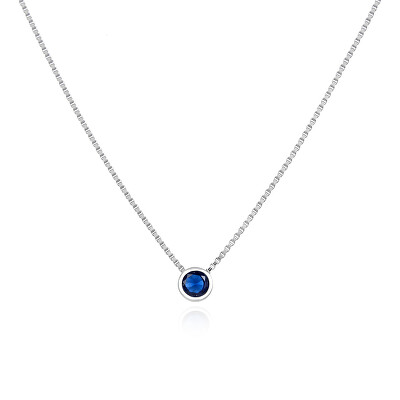 Agato - Minimalistický stříbrný náhrdelník s modrým zirkonem AGS1561/47-DB
